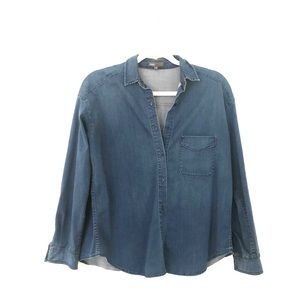Vince Chambray Denim Oversize Button Down Shirt